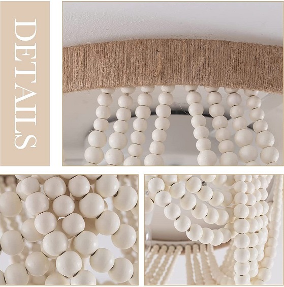 Светильник DZN-12431 БЕЛЫЙ + БЕЛОЕ ДЕРЕВО ` D400/H350/3/E14/40W BOHO