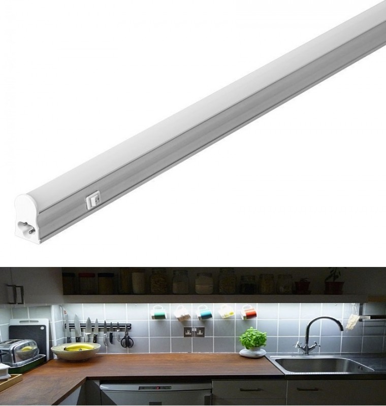 Ecola LED linear IP20 линейный св.д. св-к T5 с выкл. (сет.шнур без вилки) 14W 220V 4200K 870x22x35