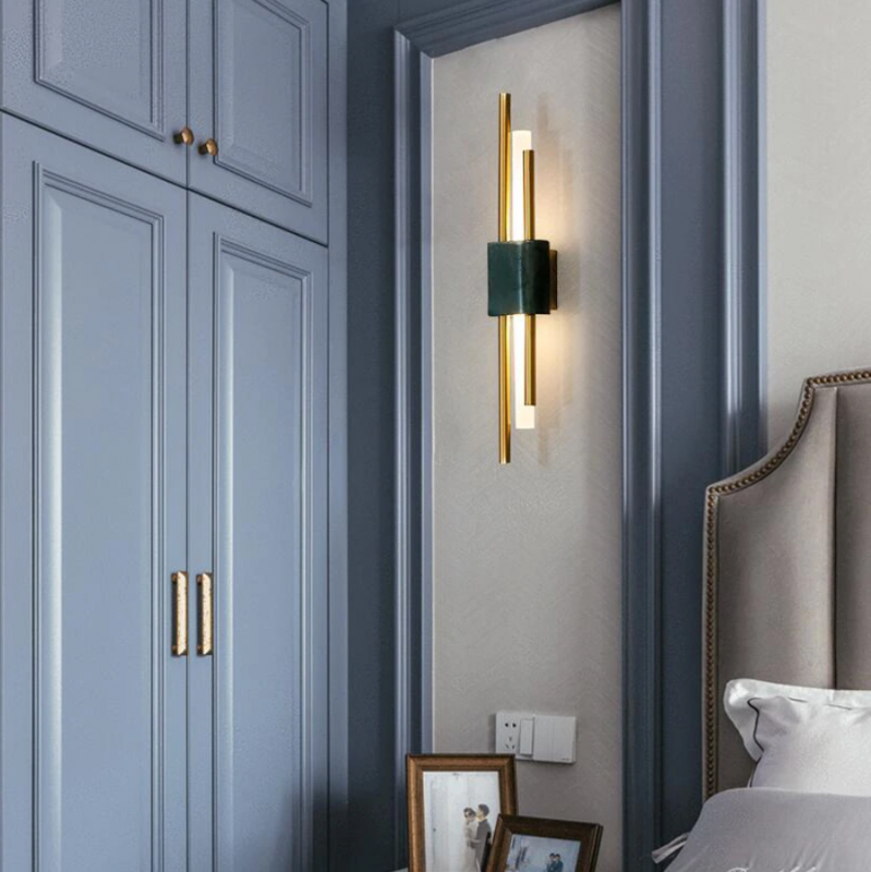 Светильник DZN2-4-22 ЗЕЛЁНЫЙ МРАМОР + БРОНЗА ` W80/H650/1/LED/7W Grand