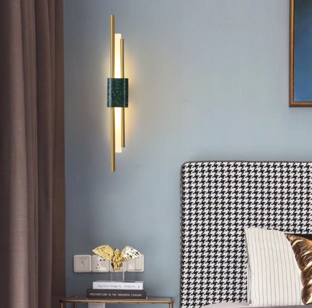 Светильник DZN2-4-22 ЗЕЛЁНЫЙ МРАМОР + БРОНЗА ` W80/H650/1/LED/7W Grand