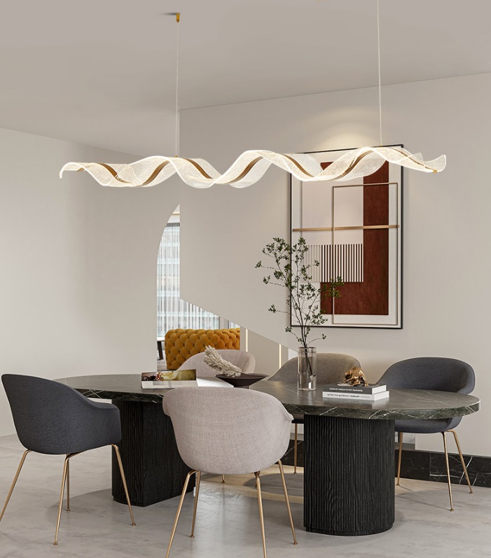 Светильник подвесной ElegantLight DZN-13502 ЗОЛОТО ` D1500*300/H1500/1/LED/80+80W звёздное небо SPRA