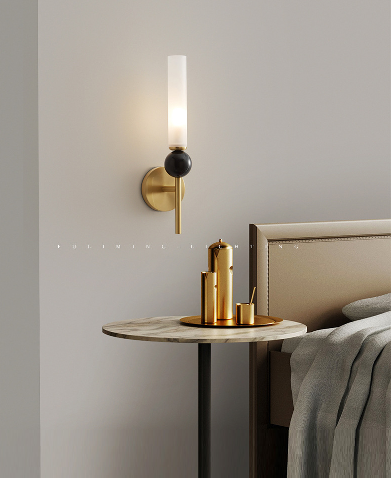 Светильник настенный ElegantLight DZN-13571 ЗОЛОТО + ЧЕРНЫЙ МРАМОР ` D90/H220/1/E14/10W